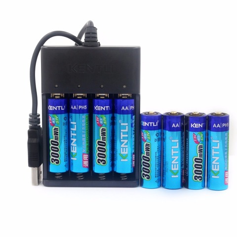 NEW 8pcs KENTLI 1.5v 3000mWh rechargeable Lithium AA PH5 battery+1 charger ► Photo 1/5