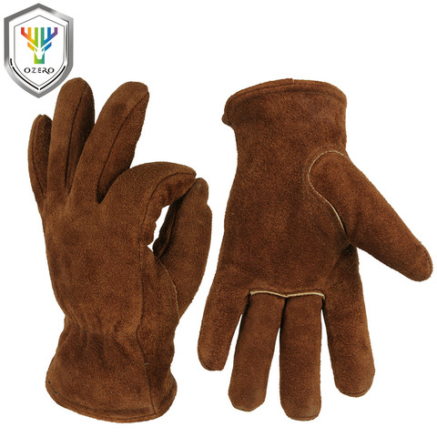 OZERO Men's Work Driver Gloves Cowhide Winter Warm Cashmere Windproof Security Protection Wear Safety Working Woman Gloves 2008 ► Photo 1/6