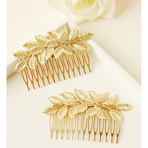 1pcs Fashion Punk Women Girls Gold Leaf Hair Comb Hair Clip Jewelry Cuddly Gold ► Photo 1/6