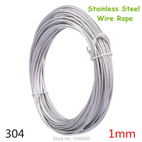 10m/lot 1mm High Stainless Steel Wire Rope Tensile Diameter 7X7 Structure Cable Gray Fishing Rope ► Photo 1/6