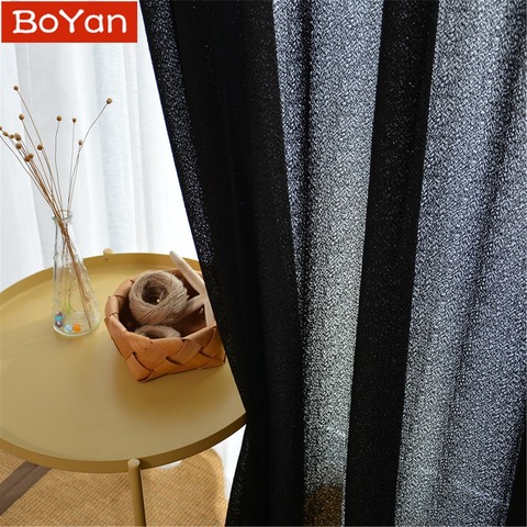Thicken 4 Pure Colors Super Elegant Black Tulle Sheer Curtain for Bedroom Semi Blackout Living Room Window Decor Salon Draps ► Photo 1/6