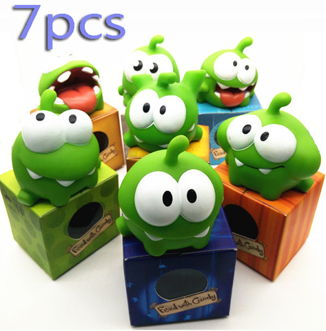 7pcs/lot 7cm om nom Frog Cut The Rope Action Figure Toys With Sound New in box Hot sale Toys for children kids Christmas gift ► Photo 1/4