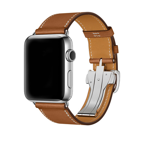 URVOI Deployment buckle band for apple watch series 3 2 1 Single Tour  strap for iwatch belt for Hermes watch band Swift Leather ► Photo 1/5