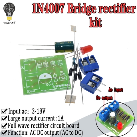 1N4007 Diy Kit IN4007 Bridge Rectifier AC DC Converter Full Wave Rectifier PCB Board KIT Parts Electronic Suite ► Photo 1/6