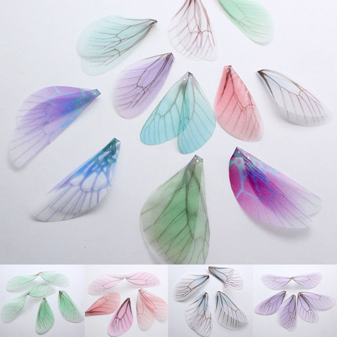 10Pcs/Lot New Creative Charms Chiffon Yarn Dragonfly Wing Pendant Connector For Diy Earrings Jewelry Making Material Accessories ► Photo 1/6