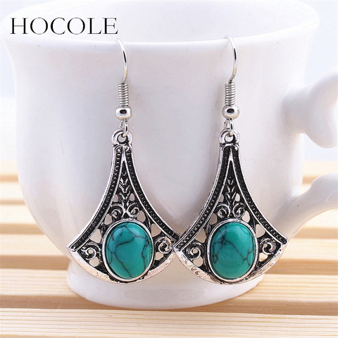 HOCOLE Leaf Flower Star Owl Natural Stone Drop Earrings Hollow Out Statement Animal Earring For Women Party Jewelry Brincos ► Photo 1/5