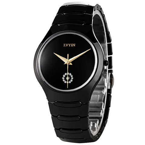 LVYIN Ceramic Couple Watches Brand Luxury Black Lover Women Men Relojes Hombre With Box Quartz Calendar Dress Watches ► Photo 1/6