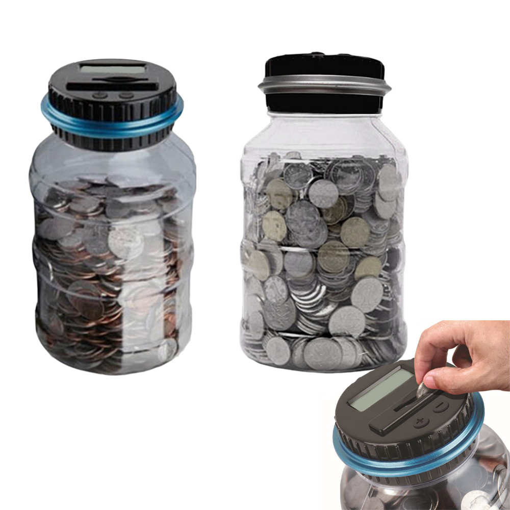 Storage Bottles Coin Counting Digital Piggy Bank Storage Jar Money Saving Box 