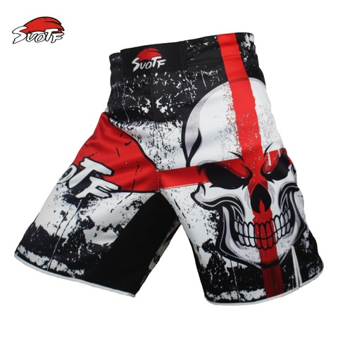 SUOTF MMA black boxing skull motion picture cotton loose size training kickboxing shorts muay thai shorts cheap mma shorts boxeo ► Photo 1/6