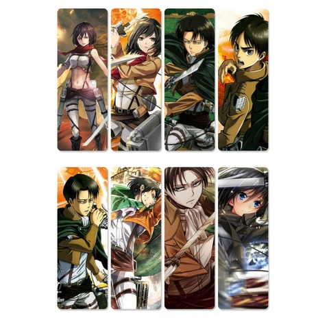 8pcs Attack on Titan Anime Bookmark Waterproof Transparent PVC Plastic Book Mark ► Photo 1/5