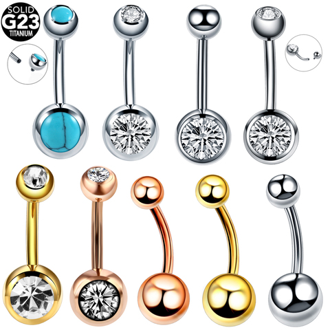 1PC G23 Titanium Crystal Gem Curved Barbell Rings Belly Button Navel Rings Piercings Nombril Ombligo Piercing Charming Jewelry ► Photo 1/6