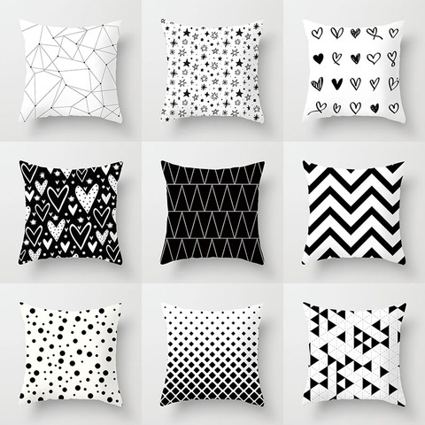 YWZN Black and White Geometric Decorative Pillowcases Polyester Throw Pillow Case Striped Geometric Pillowcase kussensloop ► Photo 1/6