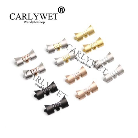 CARLYWET 13 17 19 20 22mm Stainless Steel Silver WatchBand Bracelet Middle polished Curved end Parts 2pcs for Rolex Strap ► Photo 1/6