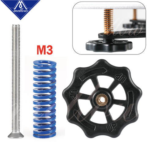 Mellow New 5/10Set/lot Hot Bed Spring Leveling Kit Adjustment Nut+Springs+M3*40 Screw Heatbed Kit For 3D Printer Ultimaker 2 ► Photo 1/6