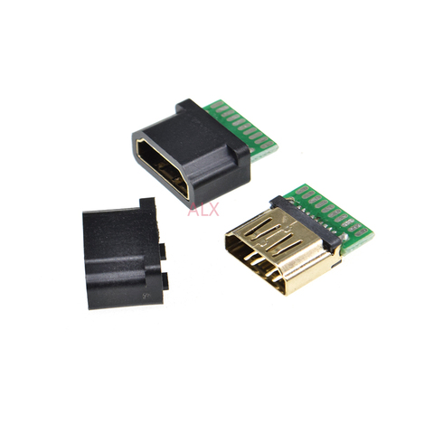5PCS 19PIN 19P HDMI FEMale Jack/socket connector with PCB Board Solder Type with plastic shell ► Photo 1/3