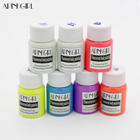 APINKGIRL Neon Fluorescent UV Body Paint Grow In The Dark Face Painting Luminous Acrylic Paints Art for Party&Halloween Make Up ► Photo 1/6