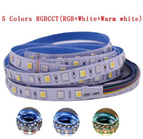12mm PCB 5M 4in1 5in1 RGB+CCT LED Strip 5050 60leds/m 5 Colors in 1 chip CW+RGB+WW RGBW RGBWW flexible Led Tape Light 12V 24V ► Photo 1/6