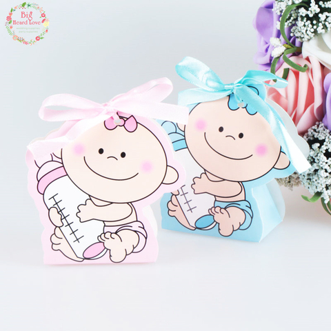48pcs/set Baby Girl And Boy Paper Gift Box Party Baby Shower Candy Box Baby Feeding Bottle Birthday Party Decorations Kids ► Photo 1/6