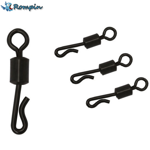 Rompin 20pcs/lot Large Long Body Q-Shaped Black Color Quick Change Swivels For Carp Fishing Size 4# Fishing Terminal Tackle  ► Photo 1/1