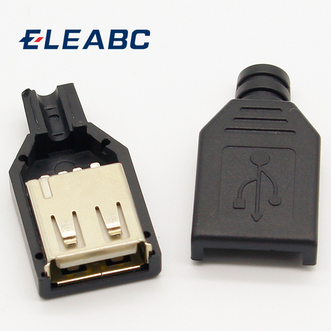 New 10pcs Type A Female USB 4 Pin Plug Socket Connector With Black Plastic Cover ► Photo 1/4