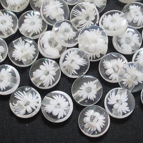 50pc Lots 12mm white color flower Plastic Buttons sewing/appliques/craft ► Photo 1/1