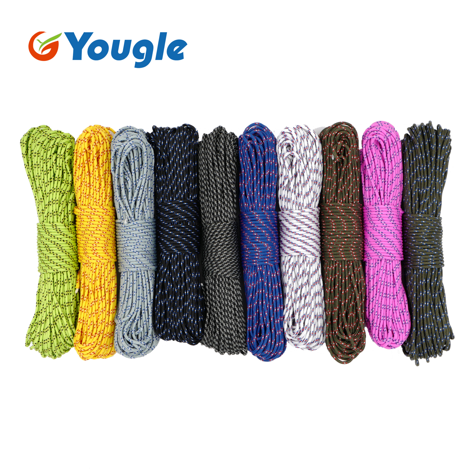 CAMPINGSKY Paracord 550 Parachute Cord Lanyard Tent Rope Guyline Mil Spec  Type III 7 Strand 100FT For Hiking Camping 10 Colors