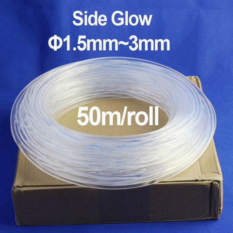 Side Glow Fiber Optic Light Cable 50m per roll 1.5mm~3mm Fiber Optical Cable Car Night Lights Home Decorative Light Cable ► Photo 1/6