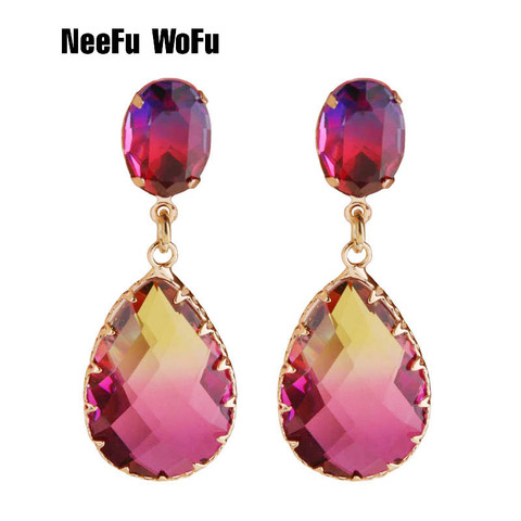 NeeFuWoFu Water Drop Earrings Glass earrings for women Big brinco Bohemian Crystal Earring Fashion Jewelry Gift Girl ► Photo 1/6