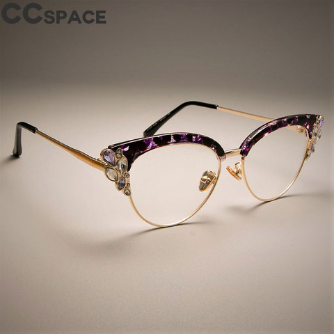 45120 Optical Luxury Cat Eye Glasses Frames Women Shiny Rhinestones Eyewear EyeGlasses ► Photo 1/6