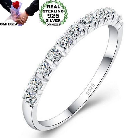 OMHXZJ Wholesale European Fashion Woman Girl Party Wedding Gift 9 Colors Slim AAA Zircon S925 Sterling Silver Ring RR303 ► Photo 1/6