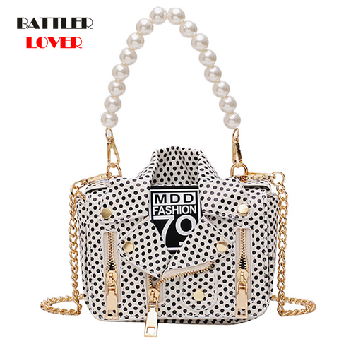 Designer Women Messenger Bags Dot Mini Jacket Bag Lady Shoulder Bag Pearl Handle Chain Crossbody Bags Sac A Main Femme De Marque ► Photo 1/6