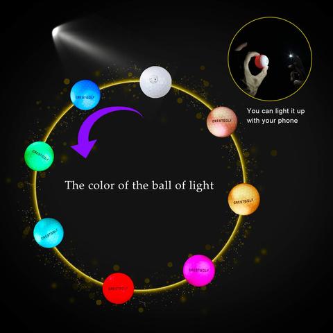 Crestgolf 6pcs / Pack Flashing Golf Ball Night Glow Flash Light Glow LED Golf Ball-Six Color for Your Choice ► Photo 1/6