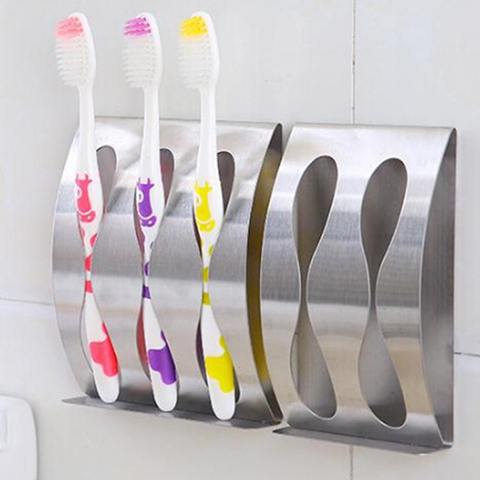 Bathroom Stainless Steel Toothbrush Rack Wall Mount Toothbrushes Holder Self-adhesive Toothbrush Organizer Stand Holders ► Photo 1/6