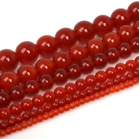 3/4/6/8/10/12mm Selectable Round Natural Stone Beads Red Carnelian Dyed Beads For Jewelry Making DIY Bracelet Necklace ► Photo 1/6