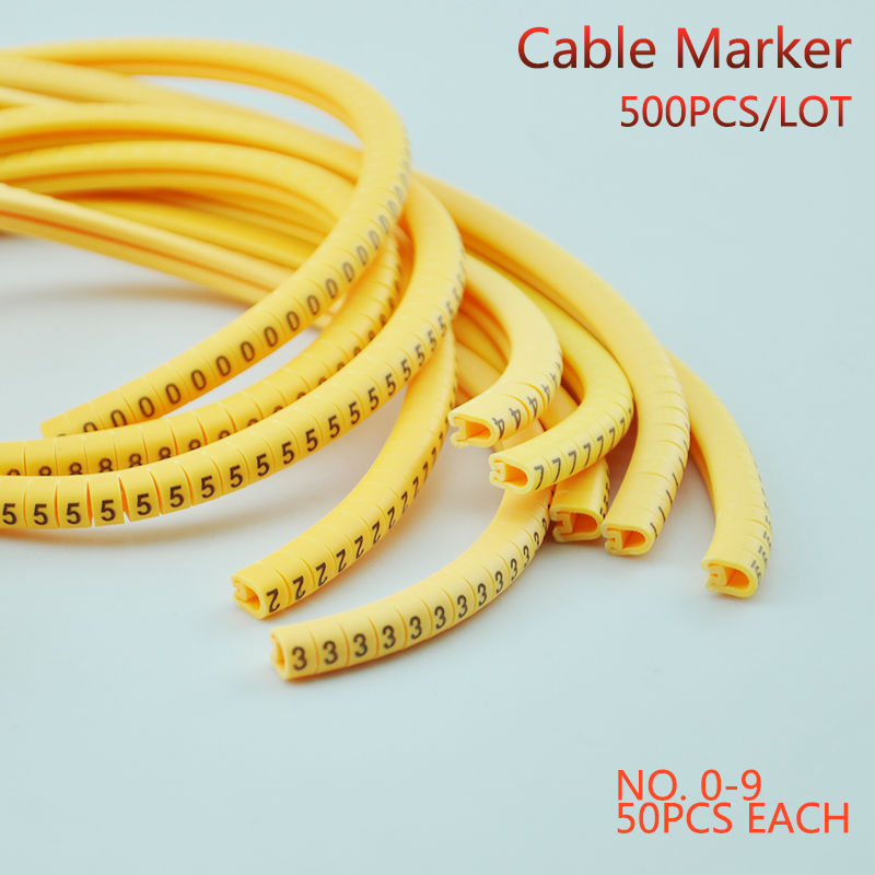 500PCS EC-0 Cable Wire Marker 0 to 9 For Cable Size 1.5 sqmm Colored 