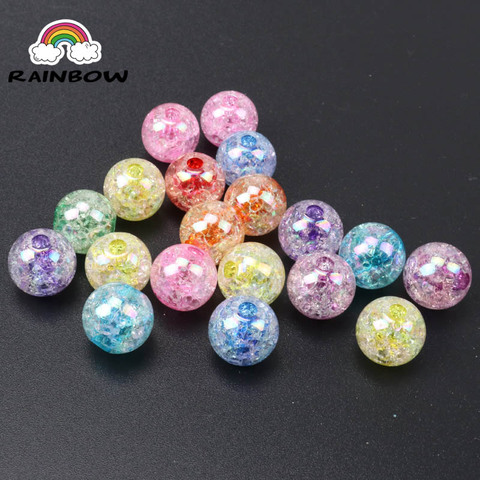 New Arrivals Mixed AB Transparent Crackle Round Shape Beads Acrylic Material Spacer Ball Beads For Jewelry Making 14 16 18 20mm ► Photo 1/5