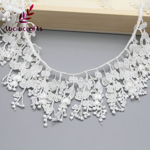 Lucia crafts 1y/lot 13cm White Tassels Embroidered Lace Fabric Trim Ribbons DIY Sewing Handmade Craft Materials N0509 ► Photo 1/6
