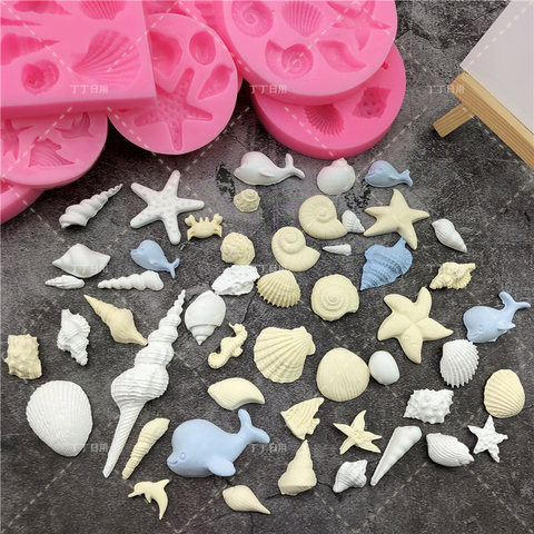 DIY Lovely Shell Starfish Conch Silicone Chocolate Mold Fish