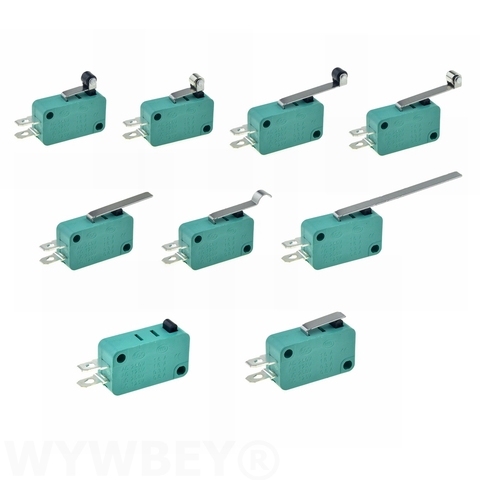 Micro Limit Switches 16A 250V 125V SPST 4.8mm Width 2Pins NO Normally Open 16mm 52mm Arc Roller Lever Touch Switch Microswitch ► Photo 1/3