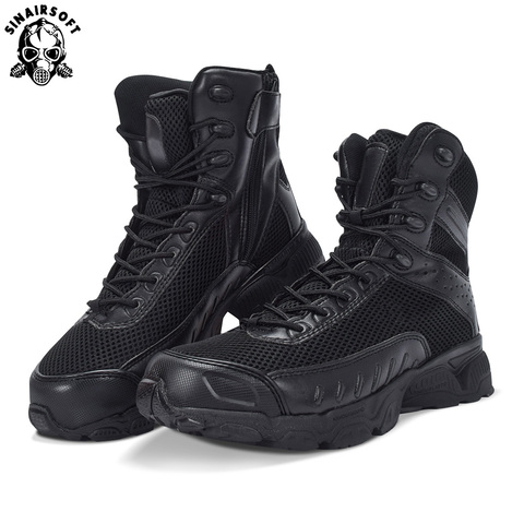 SINAIRSOFT Genuine Leather Outdoor Sport Army Men's Tactical Boots CP Camo Male Combat winter sneak Military Boots Hiking Shoes ► Photo 1/6