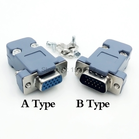 DB15 15 hole pin 3 rows Parallel VGA Port Adapter male female plug socket Solder Welded Connector+Plastic Shell Cover ► Photo 1/6