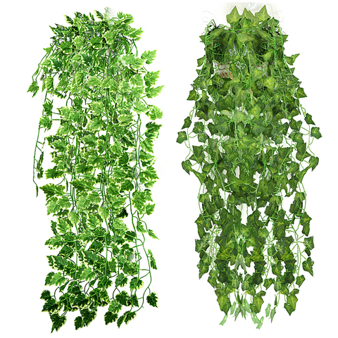 Popular Home Decor Green Plant Ivy Leaf Artificial Flower Plastic Garland Vine artificial flowers wall ► Photo 1/6