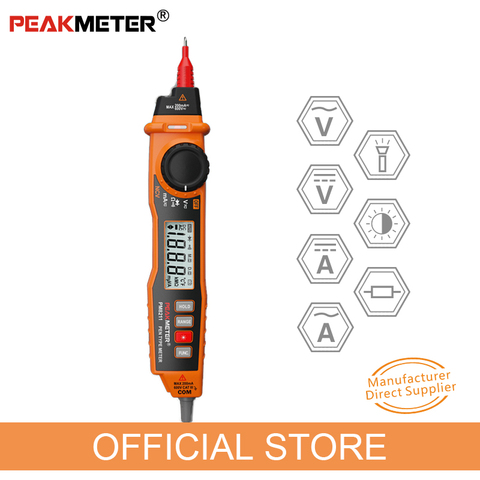 PEAKMETER MS8211 Digital Multimeter 2000 Counts Pen Type with Non Contact  ACV/DCV Electric Handheld Tester ► Photo 1/6