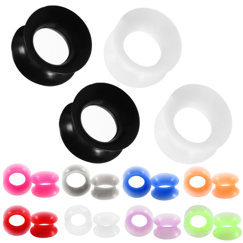 1Pair Silicone Plugs and Tunnels Flexible Thin Ear Tunnel Double Flared Ear Piercing Flesh Tunnel Ear Gauge Expander Stretchers ► Photo 1/6