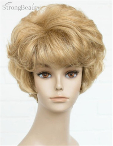 Strong Beauty Short Curly Golden Blonde Synthetic Hair Full Capless Wig ► Photo 1/3