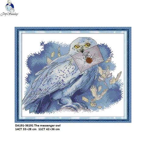 Joy Sunday The Messenger Owl Pattern Cross Stitch Kits 11CT Printed Fabric 14CT Canvas DMC Counted Chinese Embroidery Set ► Photo 1/6