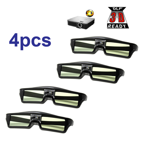Free Shipping!!4pcs/lots 3D glasses Active shutter rechargeable for BenQ W1070 Optoma GT750e DLP 3D Emitter Projector Glasses ► Photo 1/6