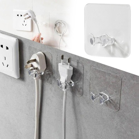 5pcs Wall Storage Hook Punch-free Power Plug Socket Holder Kitchen Stealth Hook Wall Adhesive Hanger Office Wholesale Price ► Photo 1/6