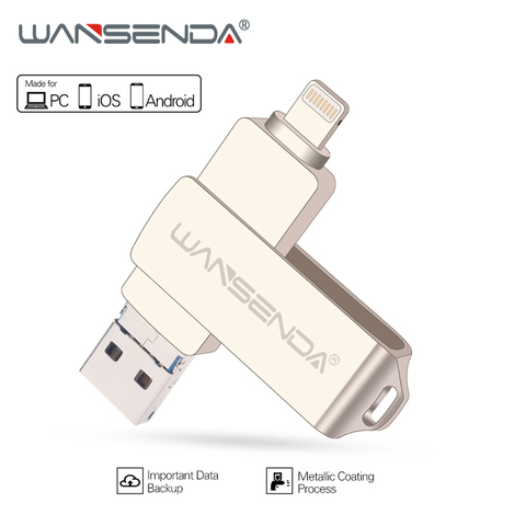 WANSENDA Metal USB Flash Drive 128GB OTG Pen Drive 32GB 64GB USB 3.0 Flash  Disk for iPhone 12 Pro/12/11/XR USB Memory Stick - Price history & Review