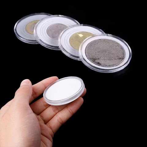46mm Plastic Coin Holder Capsule Storage Case Display Box With 5 Sizes Pad Rings ► Photo 1/6